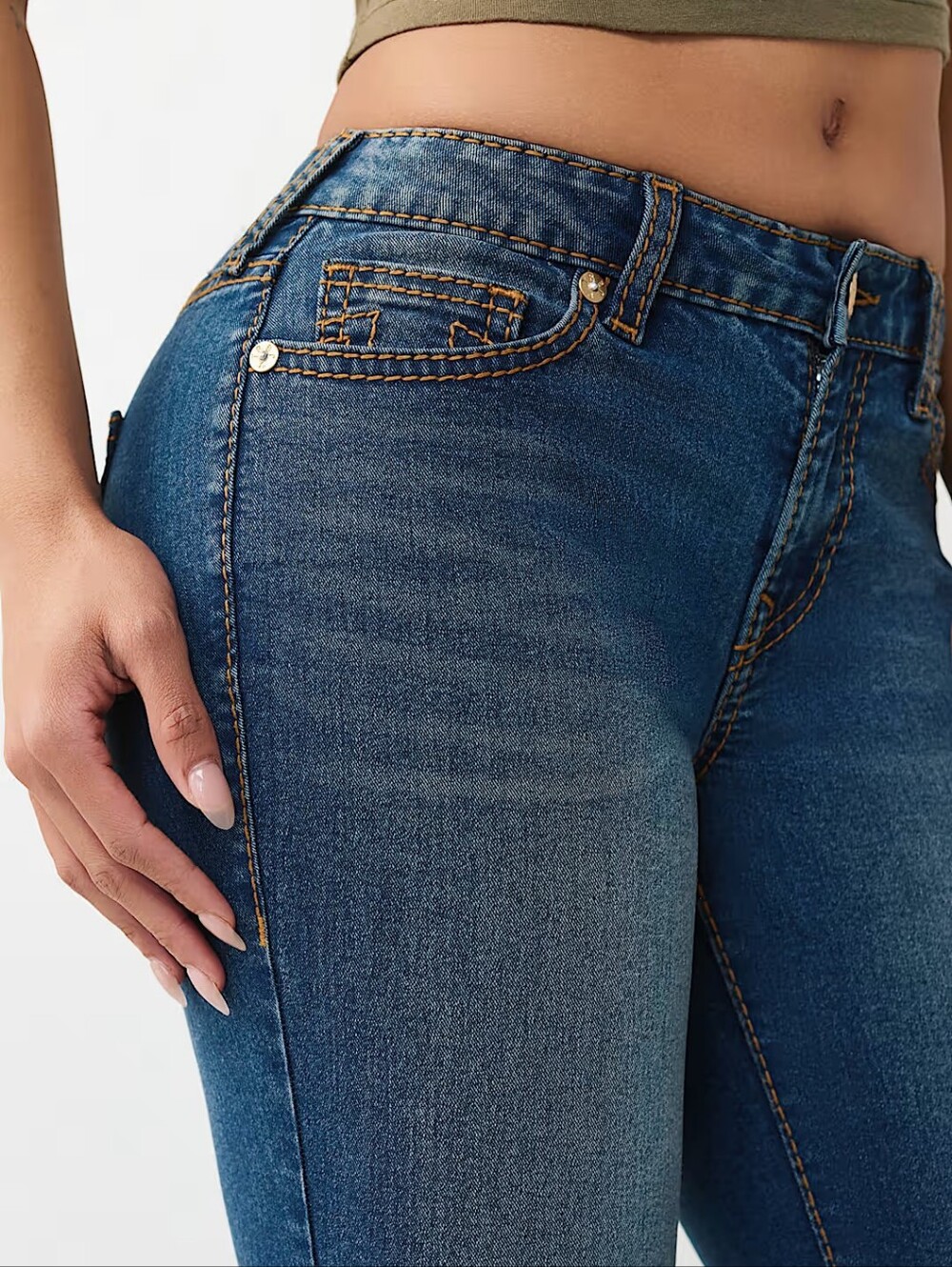 TrueReligion Curvy Fit Jennie Skinny Jeans Sz 33 (Fits 12/14) Thick Stitch - Picture 5 of 12